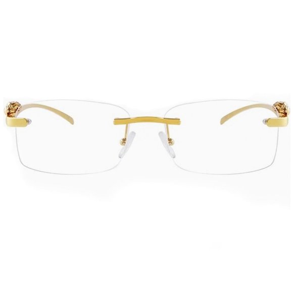 90s Vintage Square Hip Hop Gold Wire Frames Retro Rectangle Leopard Sunglasses - Picture 6 of 9